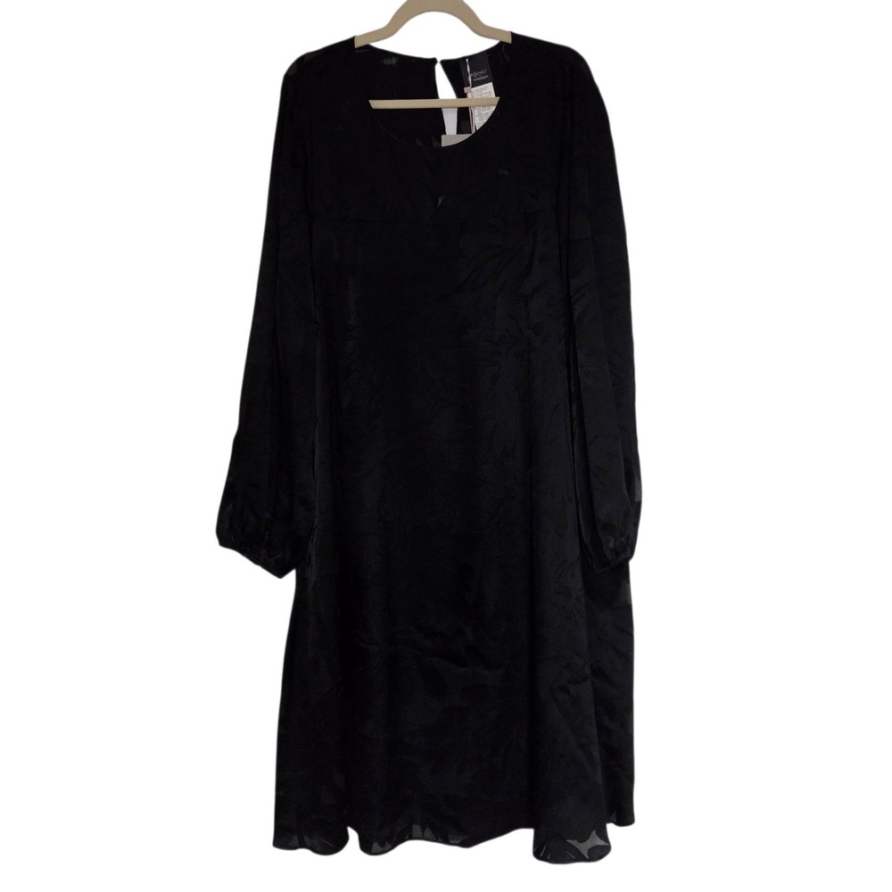 Persona Marina Rinaldi Dumas Dress Womens 18W Black NEW Jacquard Floral Burnout